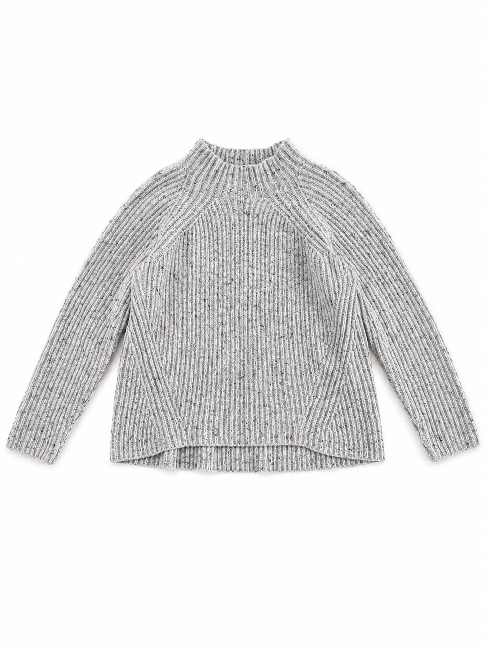 Madewell Northfield Mockneck Ribbed Sweater Oatmeal Gray Speckled Wool Blend L